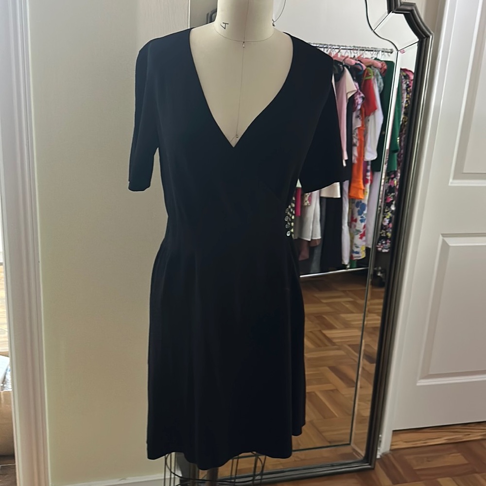 Theory black sweater crepe knit dress